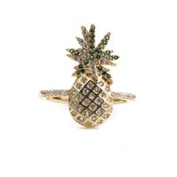 Fashion Micro-set Crystal Diamond Pineapple Grass Ring main image 3