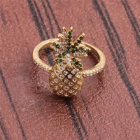 Fashion Micro-set Crystal Diamond Pineapple Grass Ring main image 4