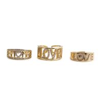 Retro Letter Mom Love Opening Adjustable Ring main image 1