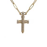 Hip Hop Golden Cross Pendant Necklace main image 6