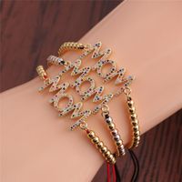 Fashion Zircon Letters Adjustable Bracelet main image 3