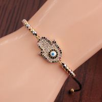 Retro Copper Micro-inlaid Zircon Devil Eyes Palm Bracelet main image 5