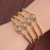 Retro Copper Inlaid Zircon Devil's Eye Woven Bracelet main image 1