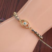 Retro Copper Inlaid Zircon Devil's Eye Woven Bracelet main image 6