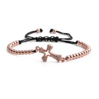 Fashion Copper Micro-inlaid Zircon Cross Couple Bracelet main image 5