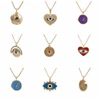 Fashion Simple Heart Oil Dripping Devil's Eye Pendant Necklace main image 5