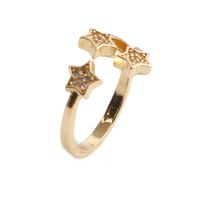 Simple Opening Copper Micro-inlaid Zircon Stars Ring main image 1