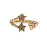 Simple Opening Copper Micro-inlaid Zircon Stars Ring main image 3