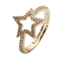 Simple Opening Copper Micro-inlaid Zircon Stars Ring main image 6