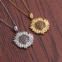 Fashion Simple Sun Flower Pendant Stainless Steel Necklace main image 3