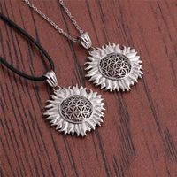 Fashion Simple Sun Flower Pendant Stainless Steel Necklace main image 4