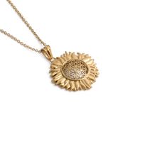Fashion Simple Sun Flower Pendant Stainless Steel Necklace main image 5