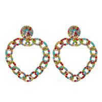 Boucles D&#39;oreilles Géométriques En Alliage De Diamants Couleur Mode main image 1