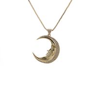 Mode Einfacher Mondstern-anhänger Goldmikro-intarsien-zirkon-halskette main image 1