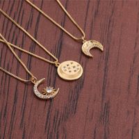 Fashion Simple Moon Star Pendant Gold Micro-inlaid Zircon Necklace main image 5