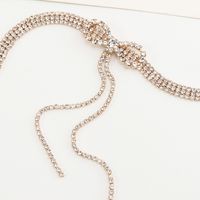 Korean Fashion Shiny Full Rhinestone Bowknot Tassel Short Necklace main image 5