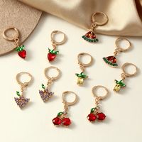 Korean Style Diamond-studded Grape Fruit Earrings main image 1