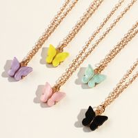 Fashion Sweet Color Acrylic Butterfly Necklace Set main image 3
