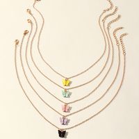 Fashion Sweet Color Acrylic Butterfly Necklace Set main image 4