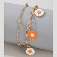Simple Flower Small Daisy Anklet 2-piece Set main image 3