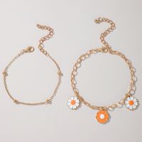 Simple Flower Small Daisy Anklet 2-piece Set main image 6