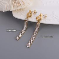 Fashion Chain Full Diamond Zircon Titanium Steel 18k Gold Earrings main image 3