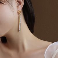 Fashion Chain Full Diamond Zircon Titanium Steel 18k Gold Earrings main image 5