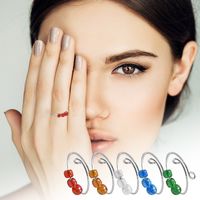 New Multicolor Bead Rotatable Metal Ring Wholesale main image 1