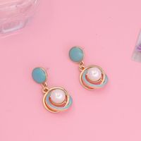 Fashion Multicolor Geometric Metal Pearl Earrings main image 5