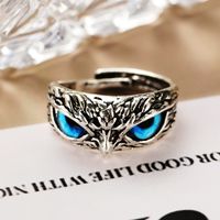 Retro Blue Eyed Owl Open Ring Wholesale main image 1