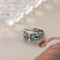 Retro Blue Eyed Owl Open Ring Wholesale main image 4