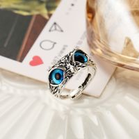 Retro Blue Eyed Owl Open Ring Wholesale main image 3