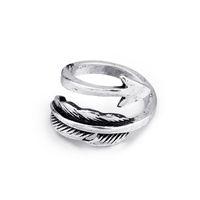 Retro Feather Geometric Alloy Open Ring main image 3
