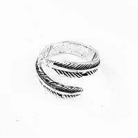 Retro Feather Geometric Alloy Open Ring main image 5