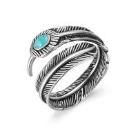 Retro Feather Geometric Alloy Open Ring main image 6