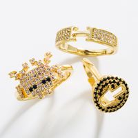 Fashion Brass Gold-plated Micro-inlaid Zircon Geometric Ring main image 1