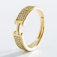 Fashion Brass Gold-plated Micro-inlaid Zircon Geometric Ring main image 4