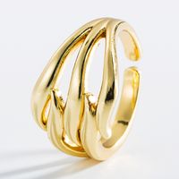 European And American Fashion Net Red Geometric Love Bear Dripping Open Ring Female Brass Gold-plated Personality Hip-hop Ring main image 3