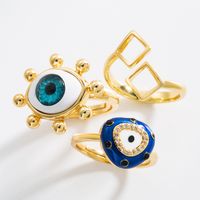 Fashion Devil's Eye Shape Dripping Copper Inlaid Zircon Open Ring main image 1