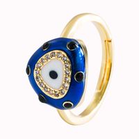 Fashion Devil's Eye Shape Dripping Copper Inlaid Zircon Open Ring main image 6