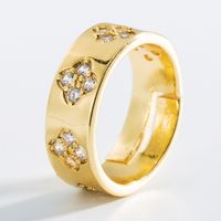 Fashion Creative Palm Flower Brass Micro-inlaid Zircon Ring main image 3