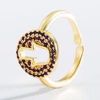 Fashion Creative Palm Flower Brass Micro-inlaid Zircon Ring main image 5