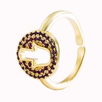 Fashion Creative Palm Flower Brass Micro-inlaid Zircon Ring main image 6