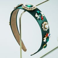 Baroque Style Color Cloth Pearl Inlaid Glass Diamond Headband main image 3