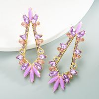 Fashion Color Rhinestone Tree Flower Geometric Alloy Earrings main image 3