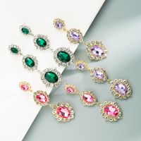 Creative Trend Oval Glass Rhinestone Alloy Earrings main image 2