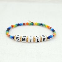 Bohemian Style Rainbow Rice Beads Smile Letters Beaded Small Bracelet main image 4