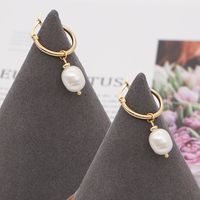 Simple Bohemian Pearl Hoop Earrings main image 1