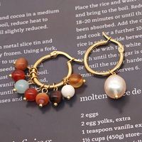 Retro Color Agate Natural Pearl Earrings main image 1