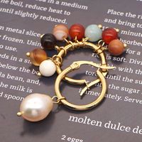 Retro Color Agate Natural Pearl Earrings main image 3